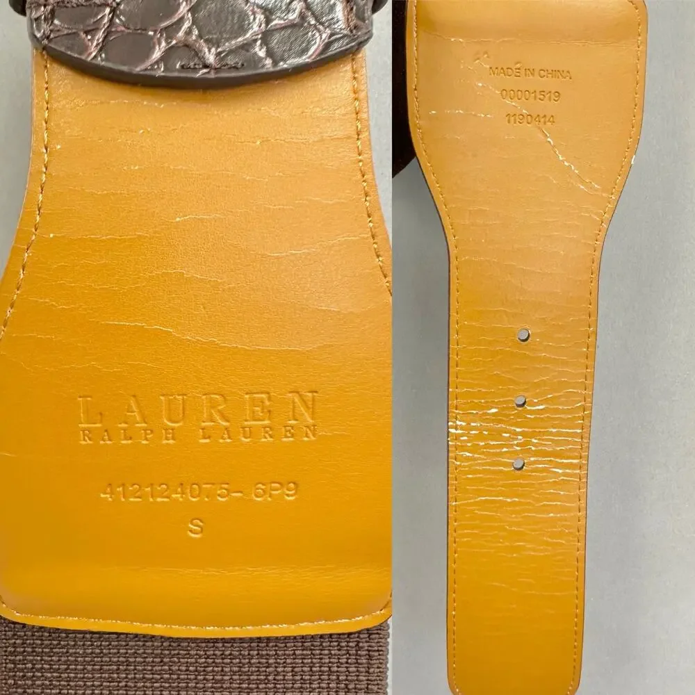 Lauren‎ Ralph Lauren Genuine Italian Leather Alligator Stretch Belt Size Small